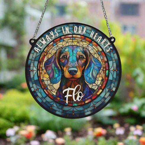 Dachshund Memorial Stained Glass Effect Suncatcher